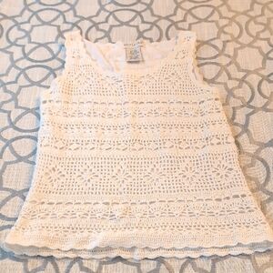 Vintage Women's, Size 4/6, White Stag, White Crochet Thick Strap Tank Top